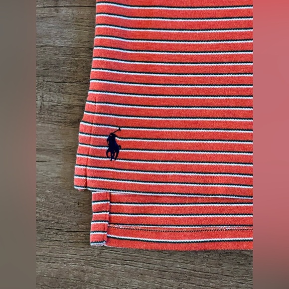 Polo Ralph Lauren Shirt Mens Large Orange Stripe Custom Fit Preppy Casual PoloB7 - Picture 3 of 6